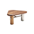 **Table d'appoint en forme de triangle avec pieds en acier inoxydable et bois**