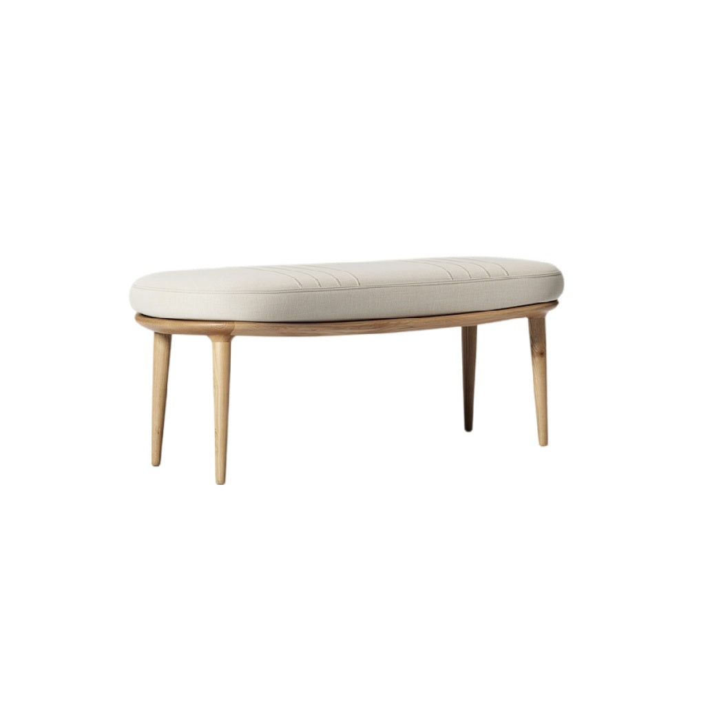 **Table basse ovale en bois avec rembourrage en tissu**